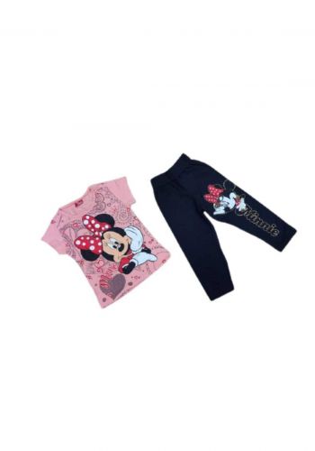 Tracksuit for girls pink  (t-shirt+pijamas) تراكسوت بناتي وردي (بجامة+تيشيرت)