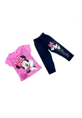 Tracksuit for girls pink (t-shirt+pijamas) تراكسوت بناتي وردي  (بجامة+تيشيرت)