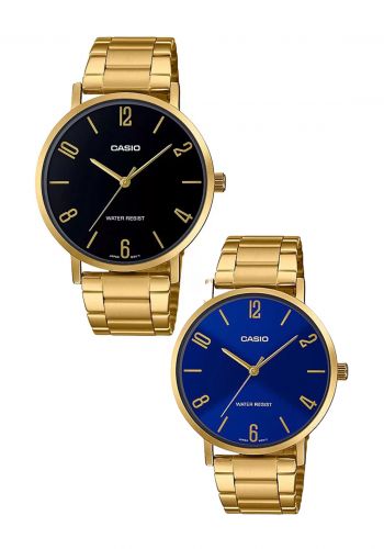 Casio Wrist Watch MTP-VT01G-1B2UDF ساعة رجالية مقاومة للماء حزام من الستانلس ستيل إبزيم ثلاثي الطيات من كاسيو 