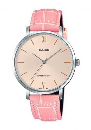 Casio Wrist Watch LTP-VT01L-4BUDF ساعة نسائية حزام جلد مقاومة للماء وردي اللون من كاسيو   