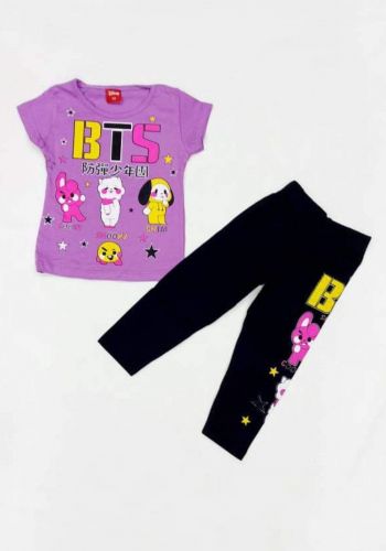 Tracksuit for girls Purpl  (t-shirt+pijamas) تراكسوت بناتي بنفسجي (بجامة+تيشيرت)
