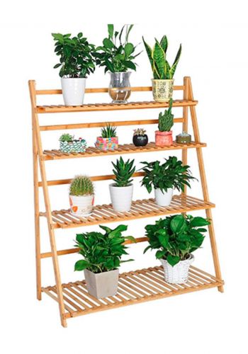 Natural Bamboo Plant Stand Foldable Ladder حامل النباتات