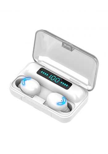 F9 Wireless Earphone with Mini Case Charging -White  سماعة لاسلكية