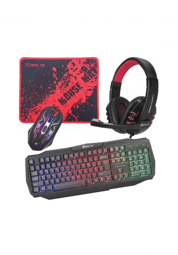 Xtrike Me Cm-406 4 in 1 Multimedia Gaming Keyboard, Headset, Mouse and Mousepad Combo - Black سيت كيبورد ماوس سماعة ولوح ماوس