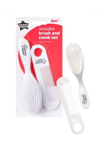 Tommee Tippee Essentials Baby Brush and Comb 2 pcs -Whiteمجموعة تصفيف شعر للاطفال