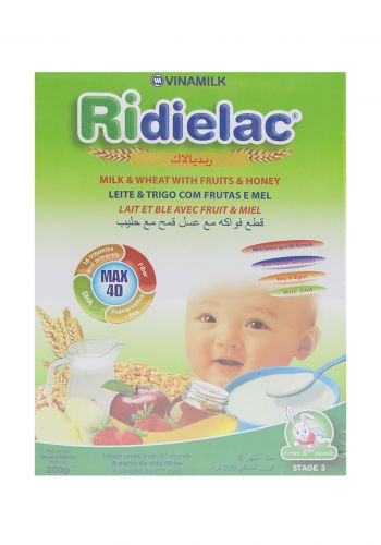 غذاء اطفال قطع فواكه مع عسل وقمح وحليب Ridielac ريديالاك مناسب للاطفال من 8 اشهر 200 غرام 