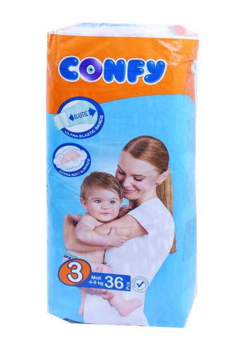 Confy 4-9 Kg 36 Pcs حفاضات كونفي للاطفال عادي رقم 3