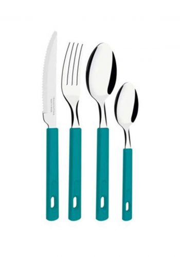Tramontina '23198-220 Set Of Tramontine Cutlery And Support 24 Pcs Oasi Green طقم ادوات المطبخ 