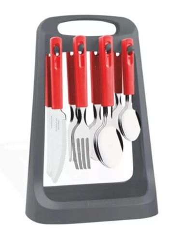 Tramontina '23198-720 Set Of Tramontine Cutlery And Support 24 Pcs Oasi Red طقم ادوات المطبخ 