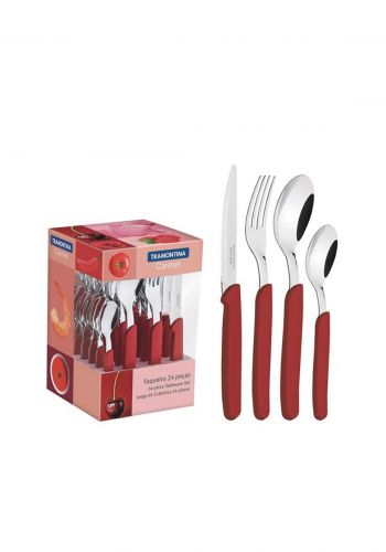 Tramontina 23499-028 Multiply 24 Piece Cutlery Set Red طقم ادوات المطبخ