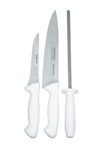 Tramontina 24499-812 Premium Knife Set with 3 pc White سيت سكاكين مع مبرد
