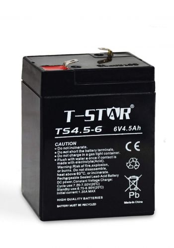 T-Star TS4.5-6 Rechargeable Sealed Lead-Acid Battery - Black بطارية