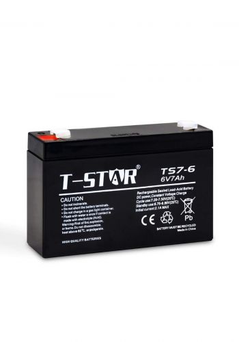 T-Star TS7-6 Rechargeable Sealed Lead-Acid Battery - Black بطارية