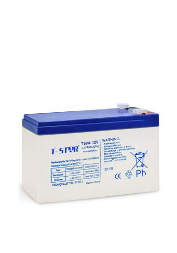 T-Star TS9A-12V Rechargeable Sealed Lead-Acid Battery - White بطارية