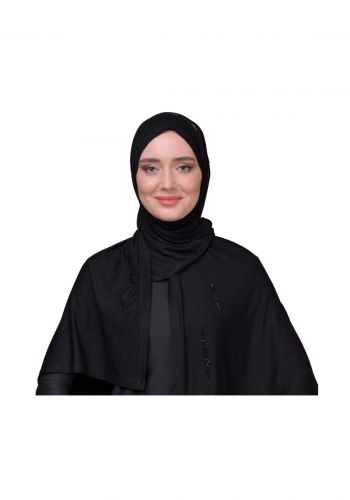 شيلة نسائي مع حجر شوارفسكي اسود اللون