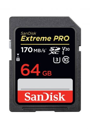 بطاقة ذاكرة Sandisk Extreme Pro Sdhc -Uhs -Card 64Gb Speed 170 Mb/S  
